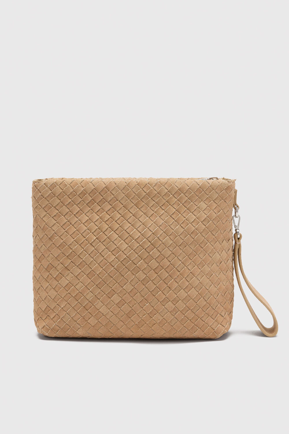 Avah Woven Suede Zip Clutch