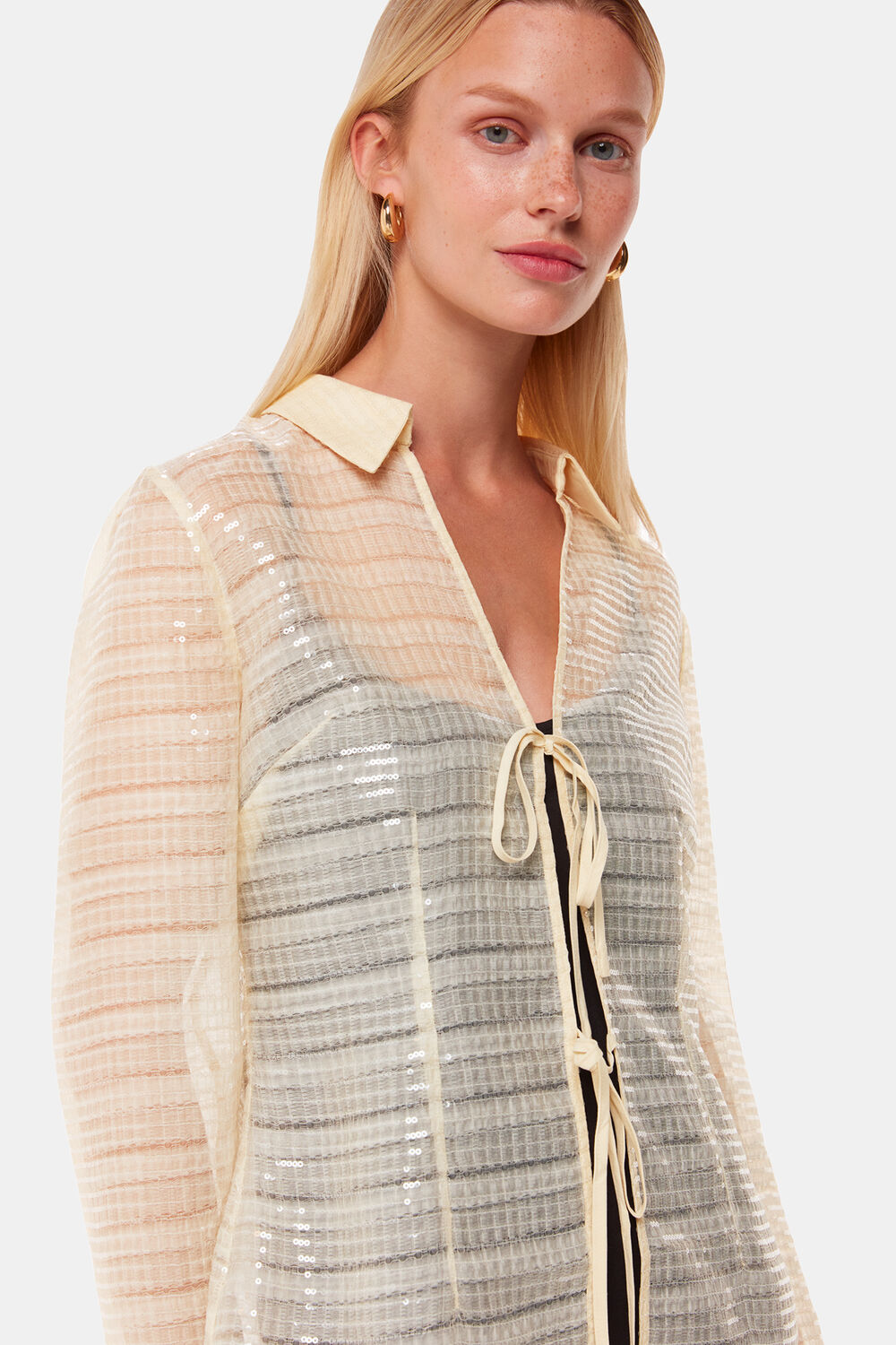 Sequin Tie Front Top