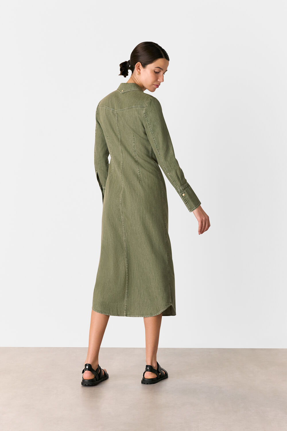 Khaki Hudson Lace Detail Dress