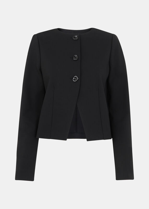 Black Anne Ponte Button Jacket