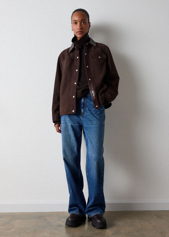 Brown Cashmere Seam Roll Neck Knit