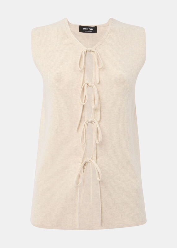 Oatmeal Tie Front Detail Tank