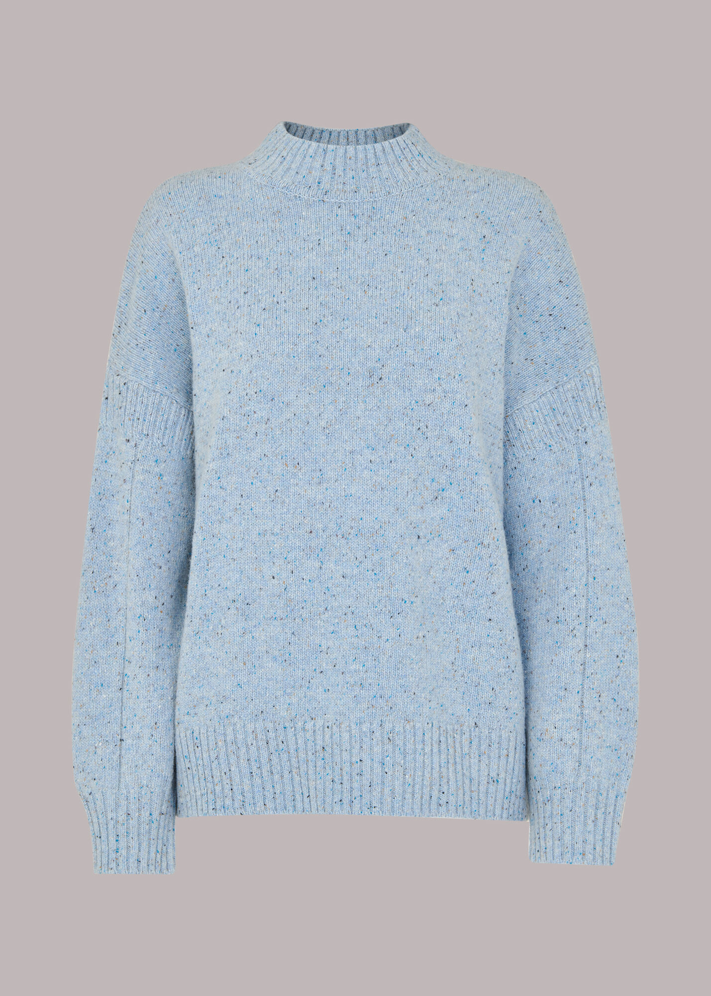 Pale Blue Flecked Funnel Neck Jumper | WHISTLES | Whistles US |