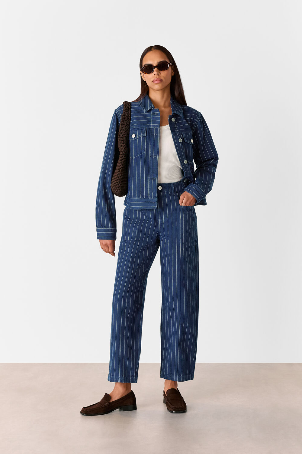 Pinstripe Denim Jacket