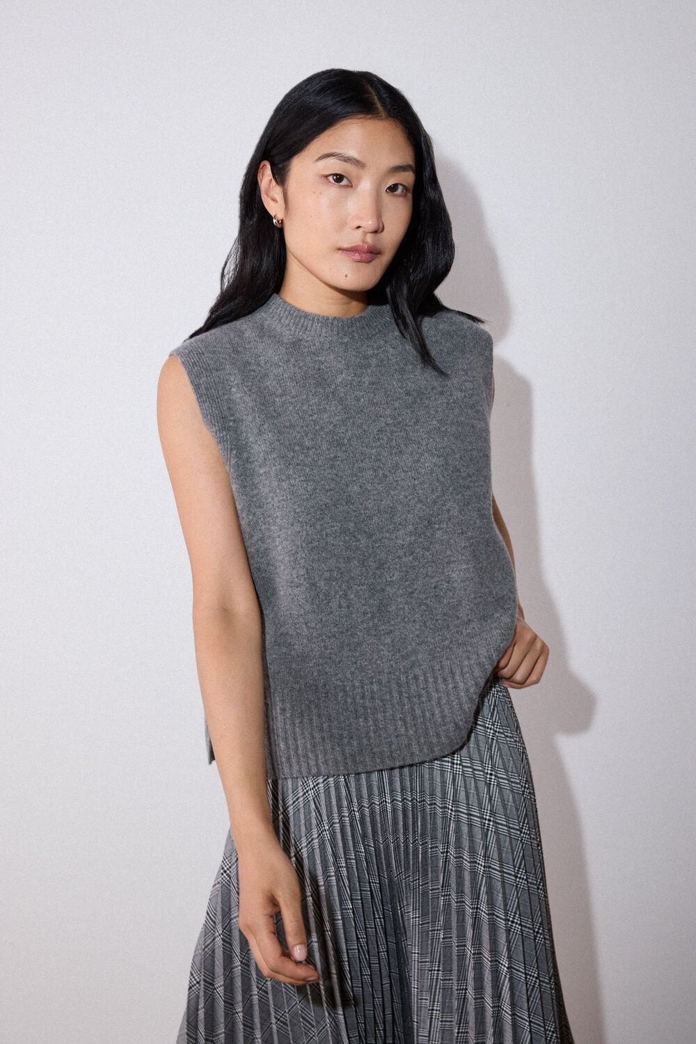 Grey Wool Sleeveless Tank