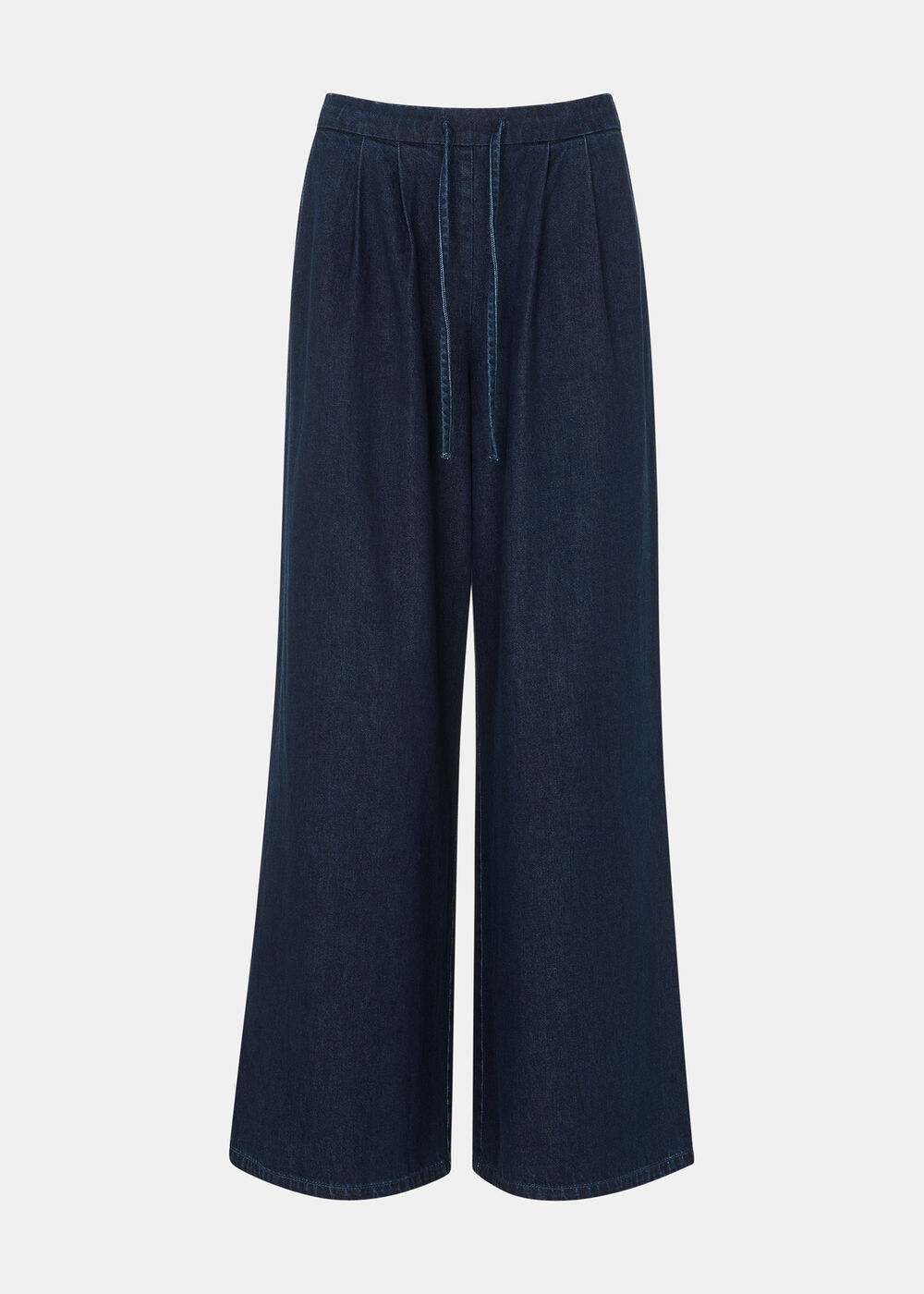 Petite Cotton Wide Leg Pleat Trouser