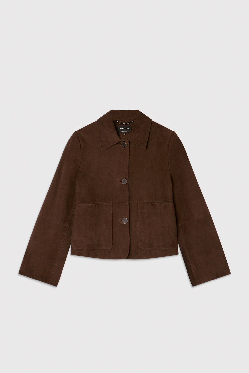 Button Cropped Suede Jacket