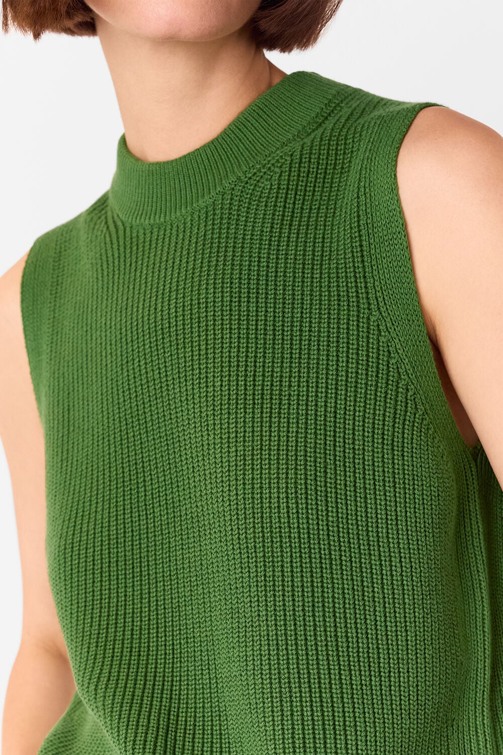 Green Cotton Back Detail Ribbed Tank