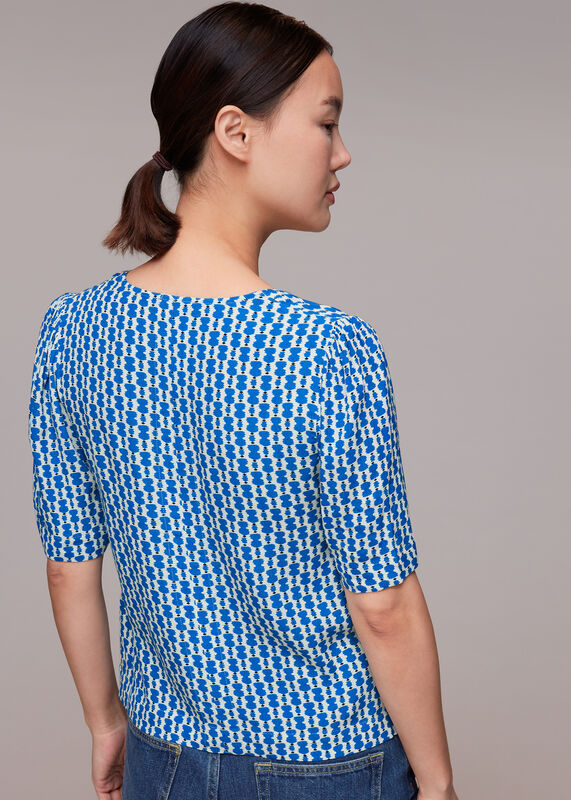 Blue Vertical Stack Bow Top