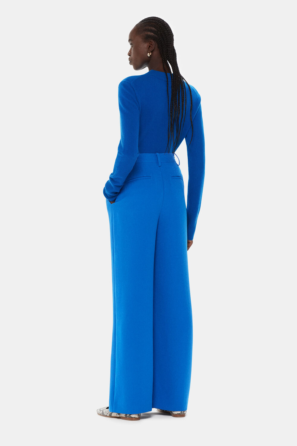 Blue Harper Crepe Wide Leg Pants&nbsp;