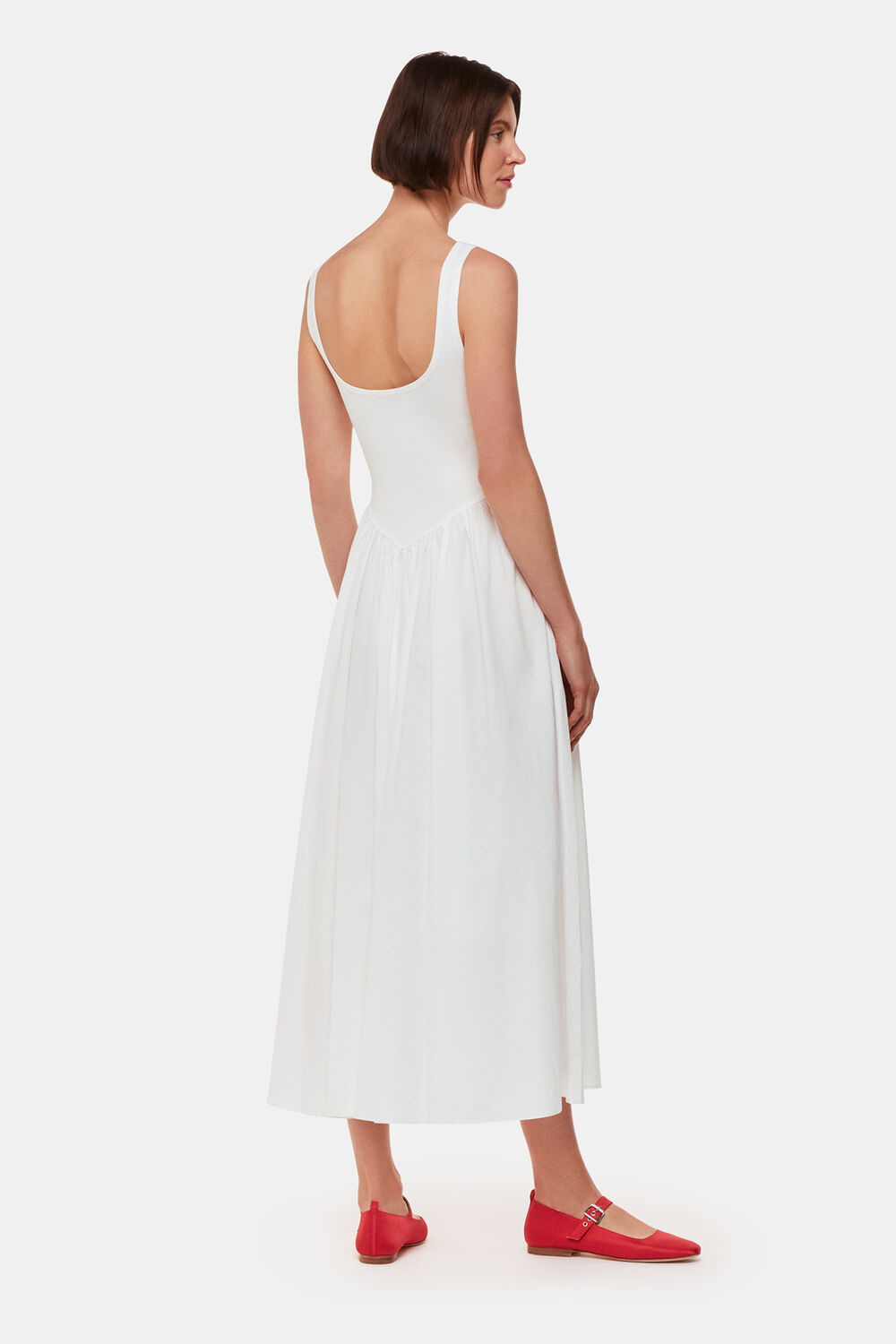 Poplin Cotton Mix Midi Dress