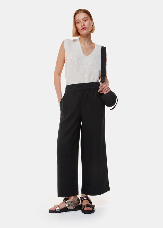 Black Linen Pocket Pants 