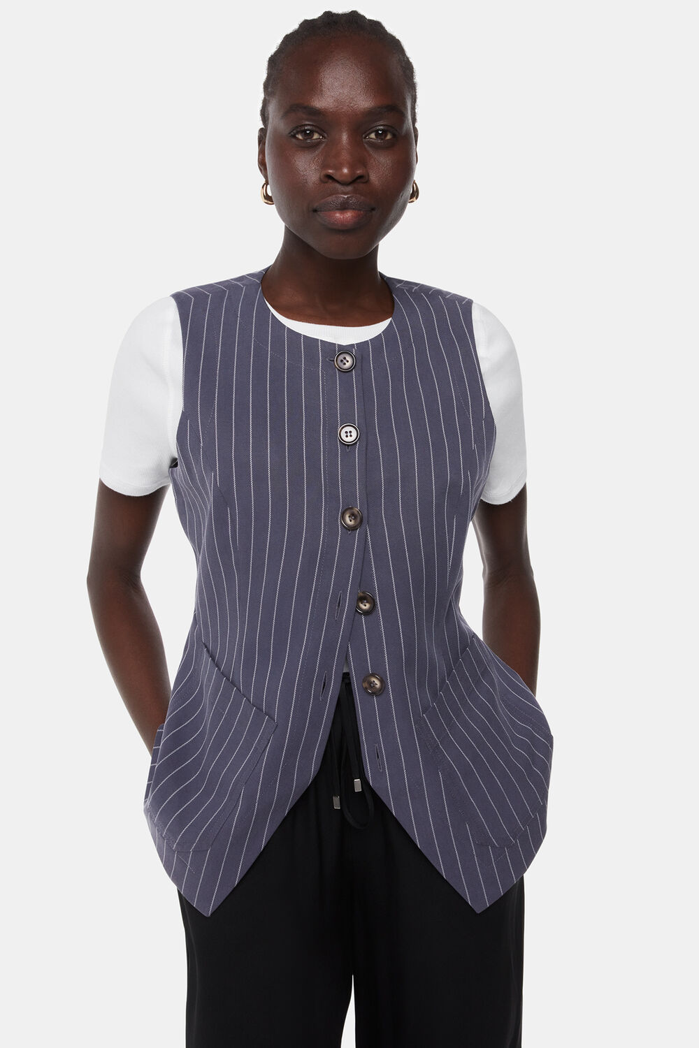 Navy Lottie Pinstripe Waistcoat