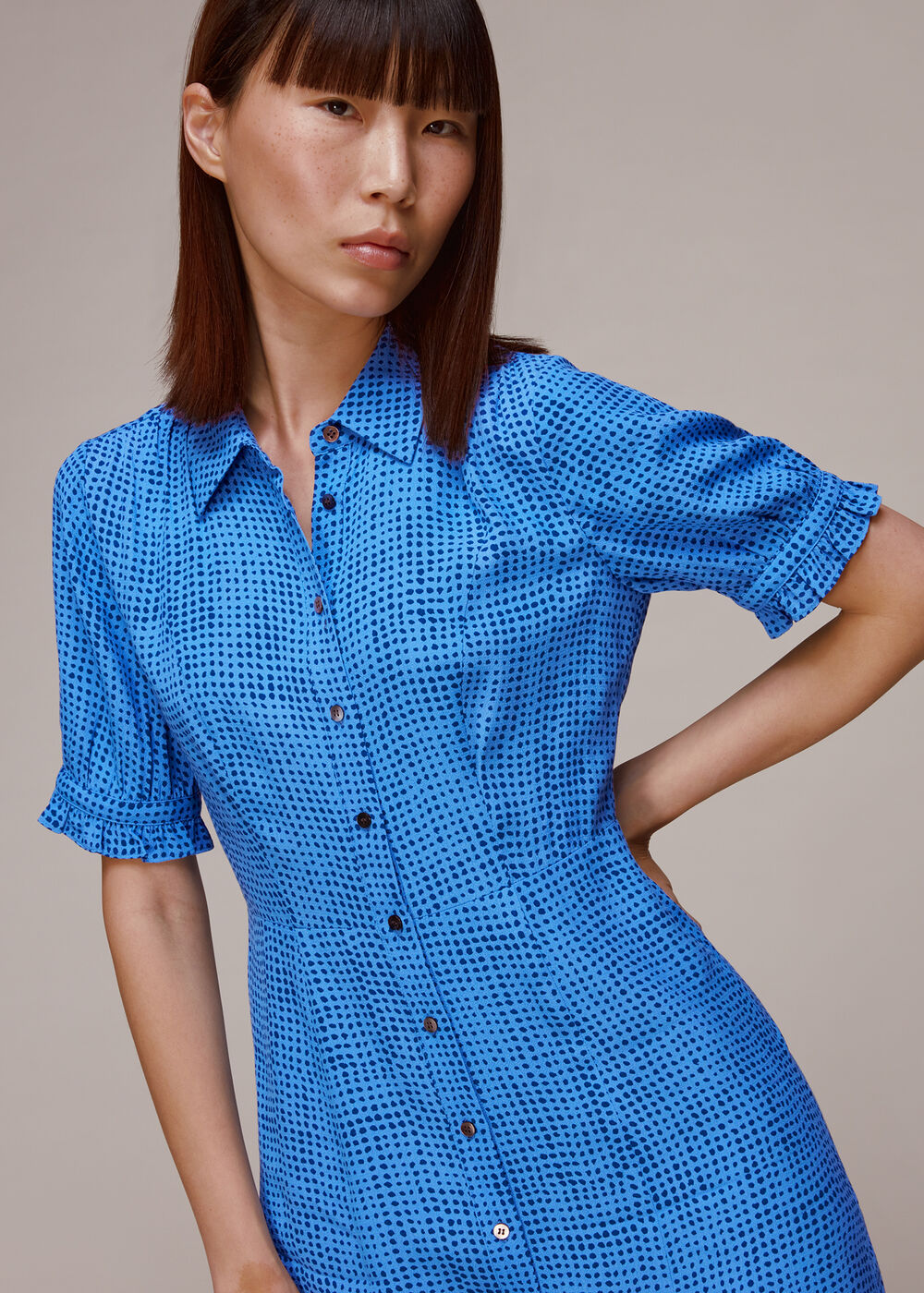 Peri Spotted Check Shirt Dress