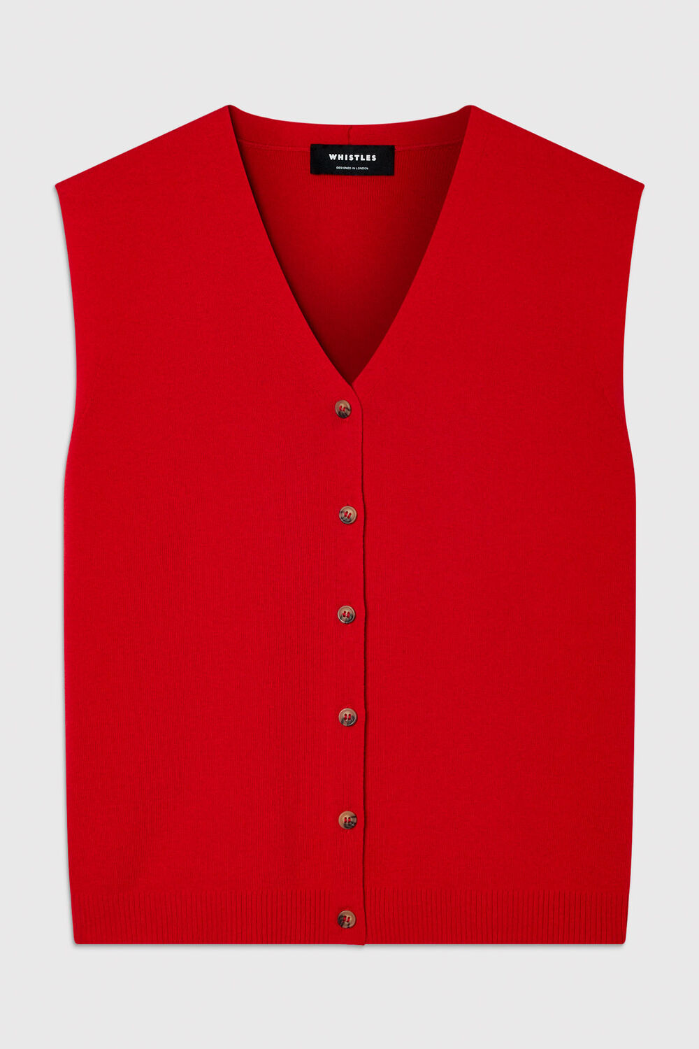 Red V Neck Button Front Knit Tank