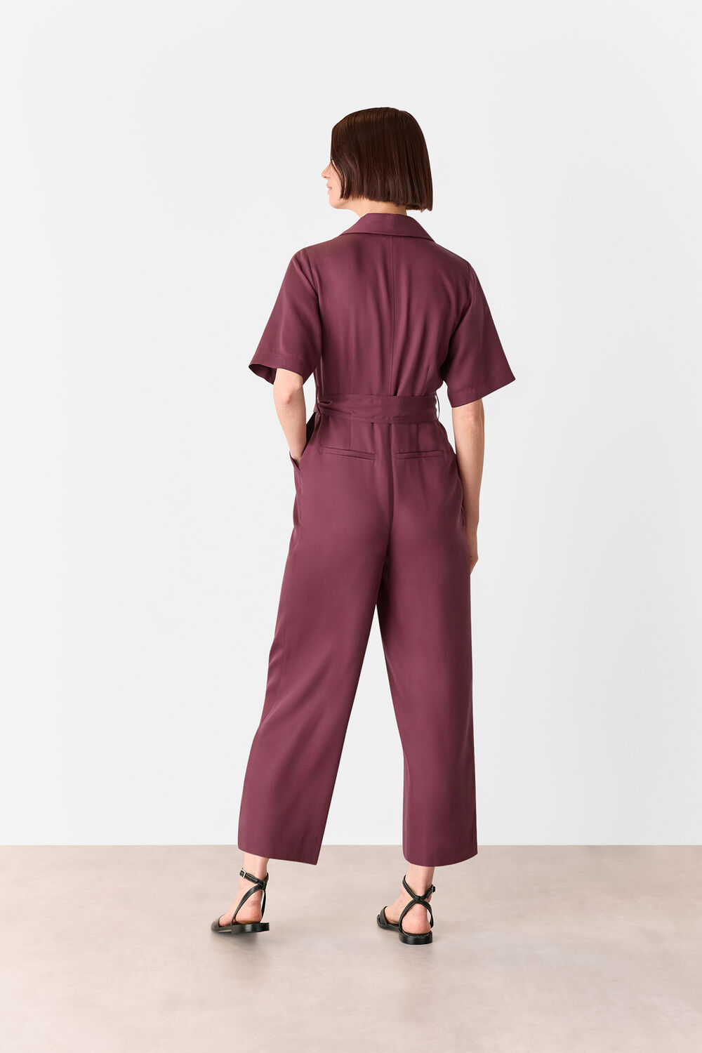 Plum Button Front Jumpsuit