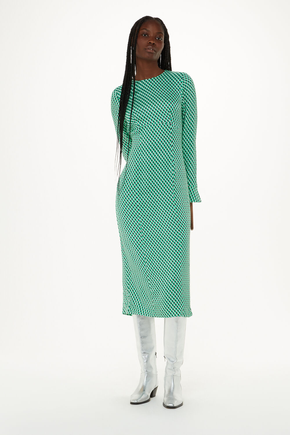 Crosshatch Print Minimal Dress