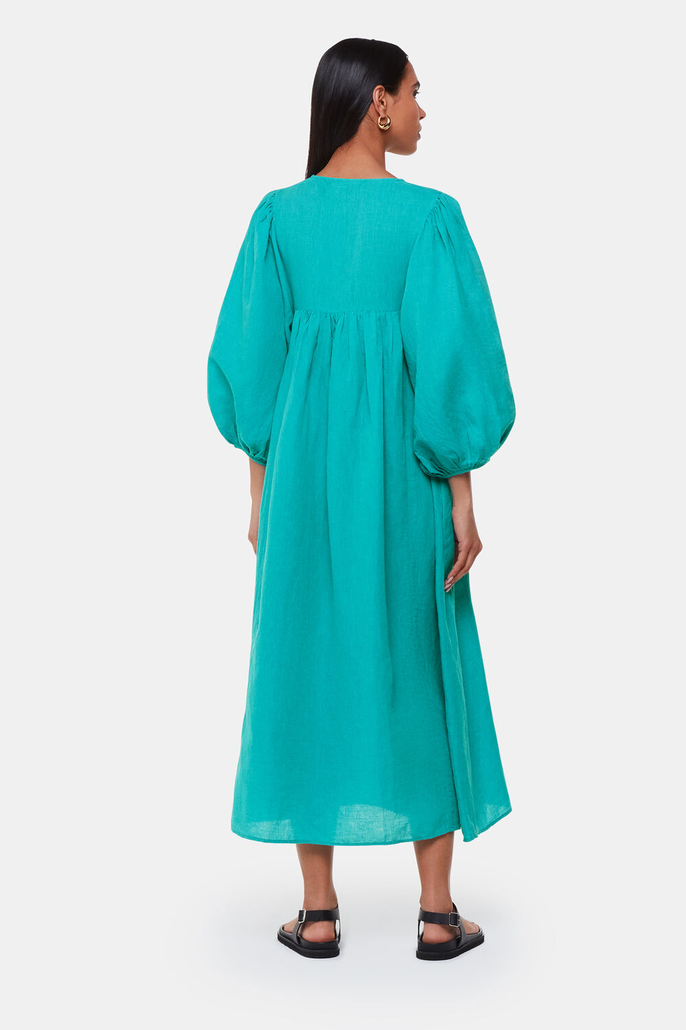Turquoise Gloria Linen Blend Dress
