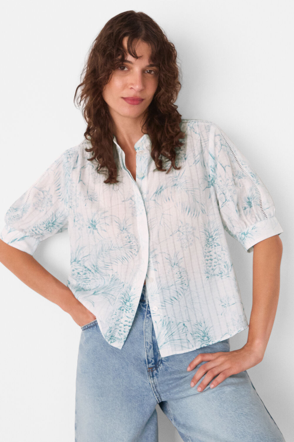 Ivory Pineapple Textured Shirt