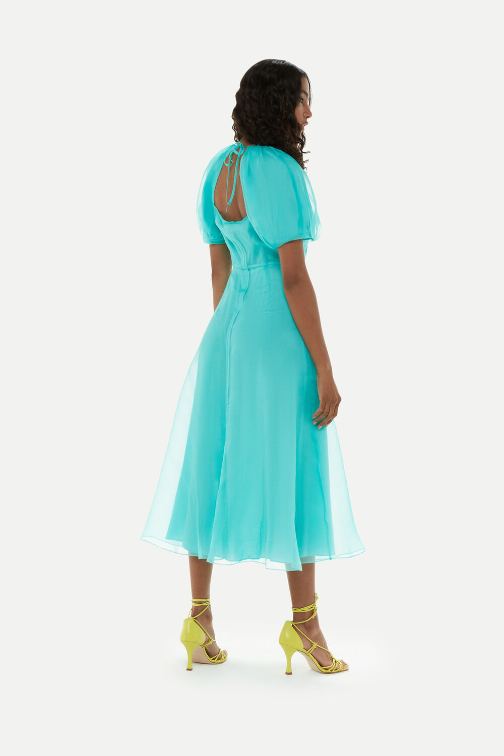 Organza Silk Puff Sleeve Dress