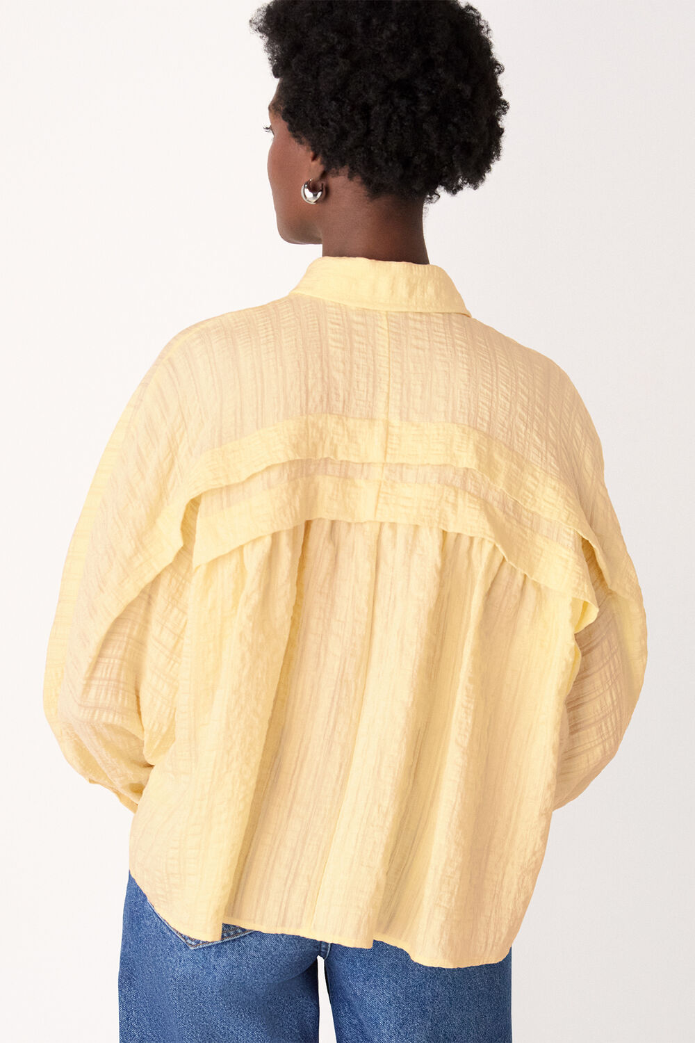 Yellow Textured Frill Detail Blouse