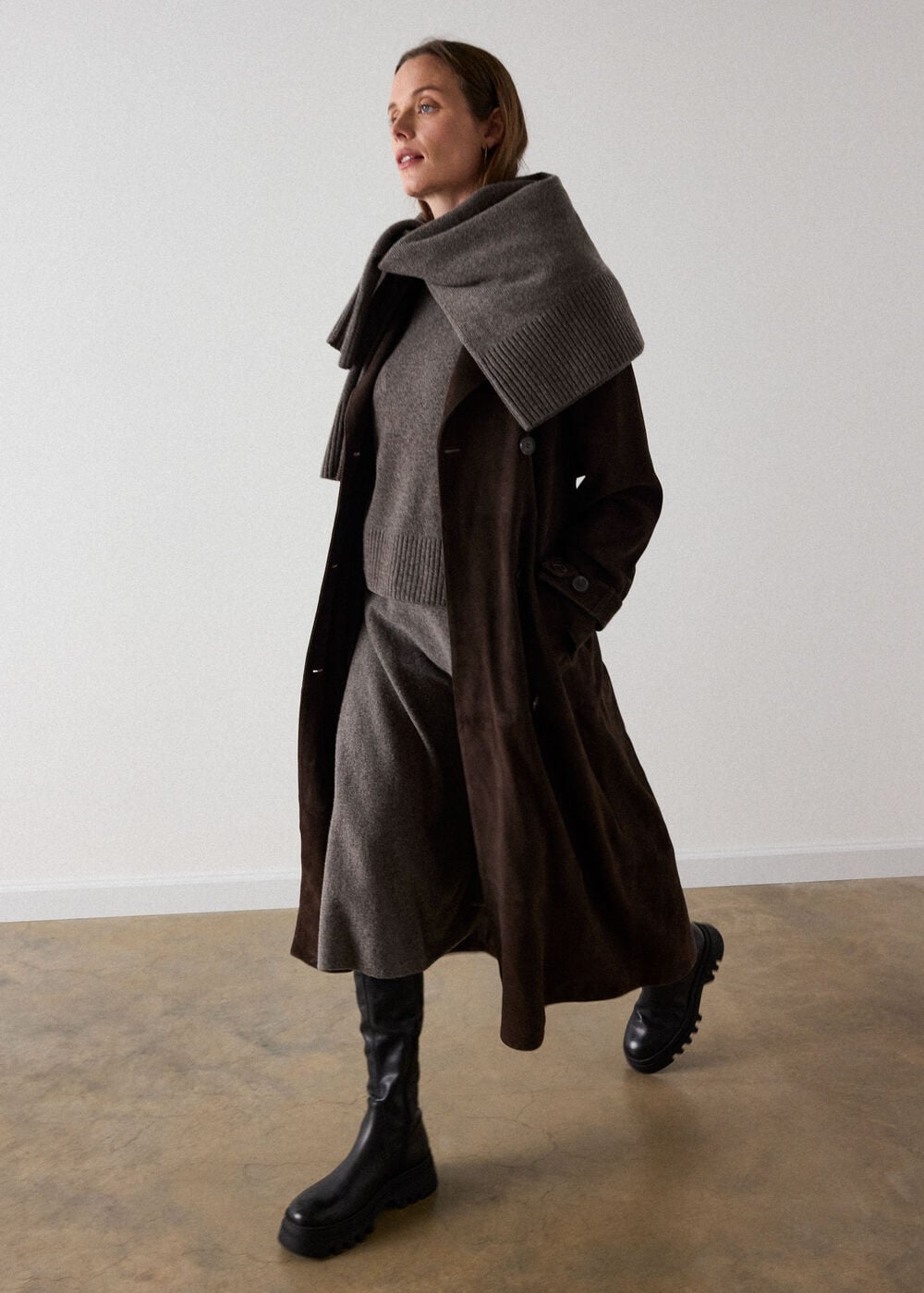 Suede Trench Coat