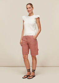 Pointelle Frill Sleeve Top Ivory