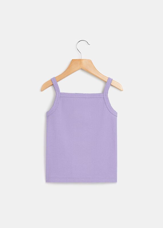 Purple Strappy Ribbed Top