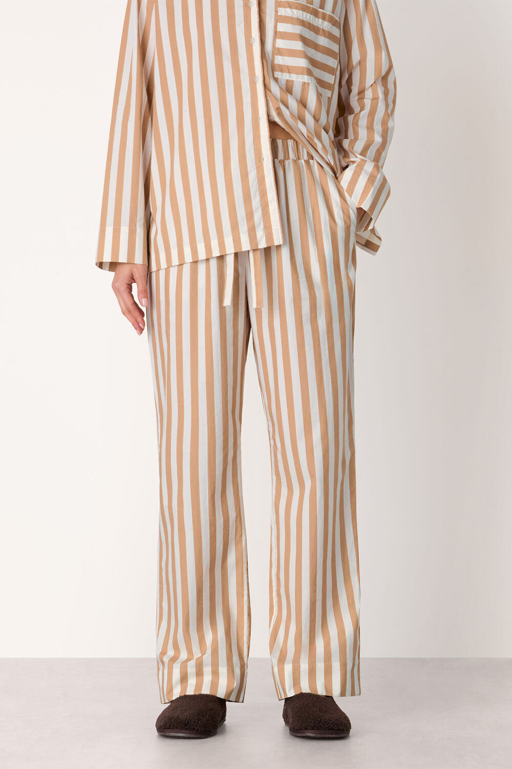 Ivory Cotton Stripe Pajama Bottom&nbsp;
