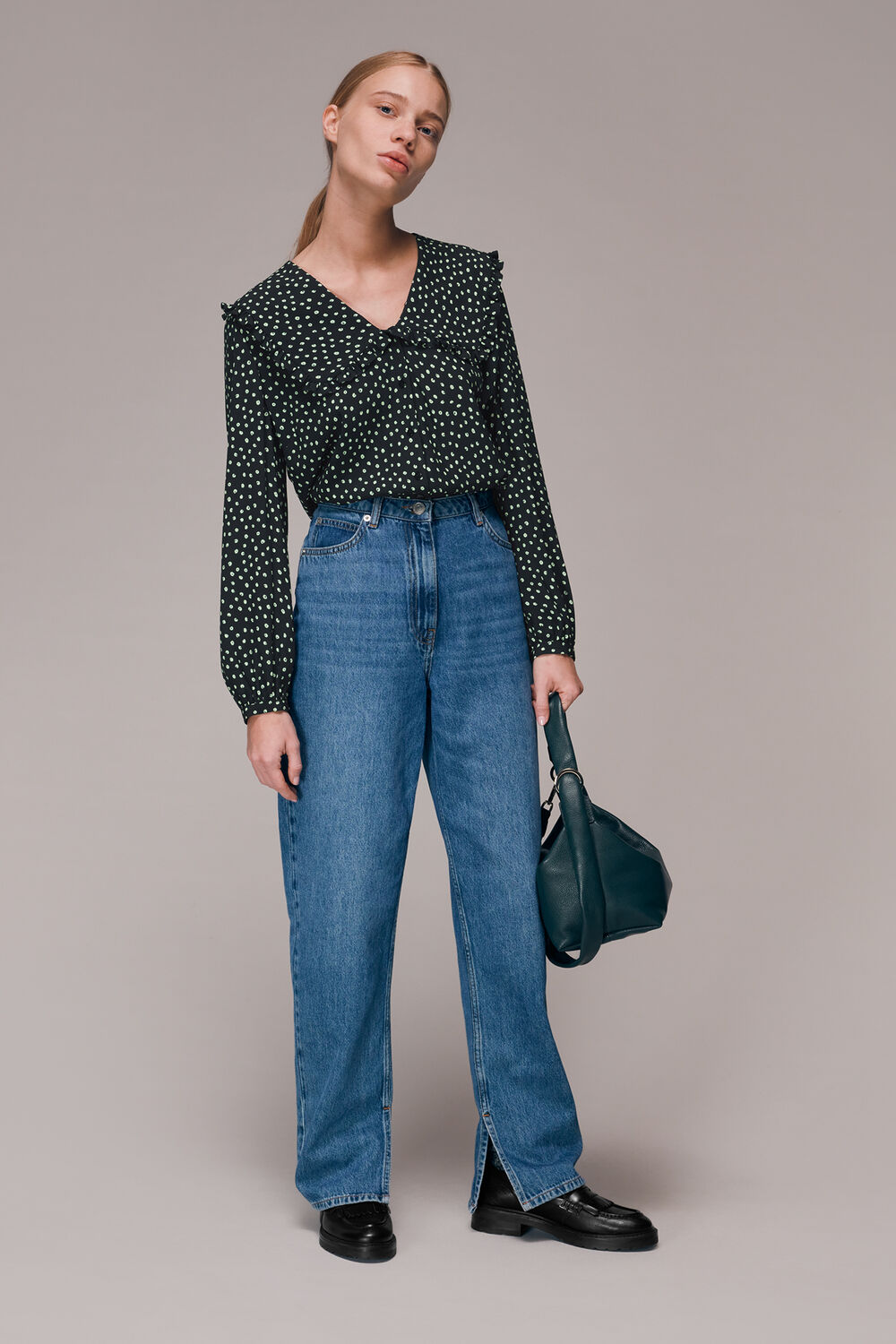 Stamp Spot Collar Top