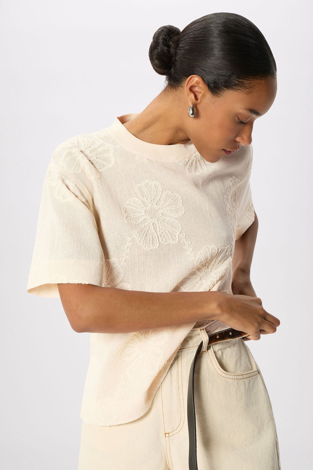 Textured Floral Jersey Top