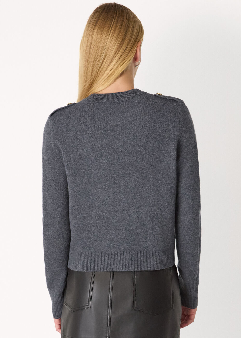 Military Crew Neck Cardigan