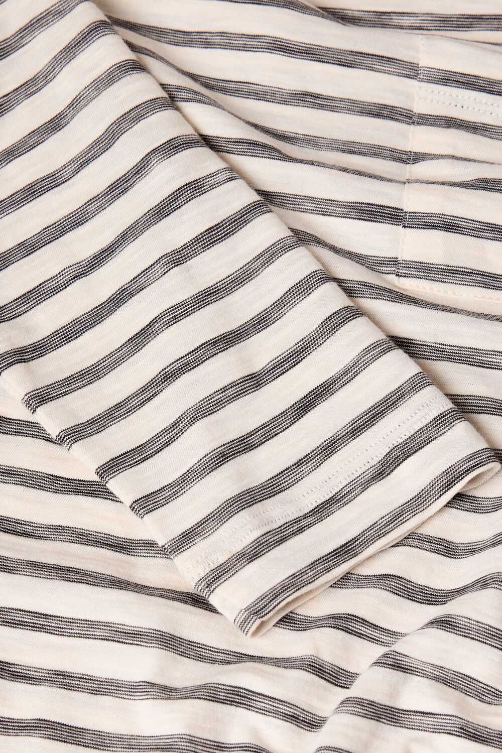 Ivory Stripe Crew Neck Pocket Top