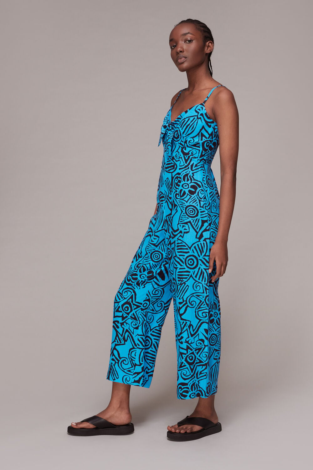 Starflower Print Tie Jumpsuit