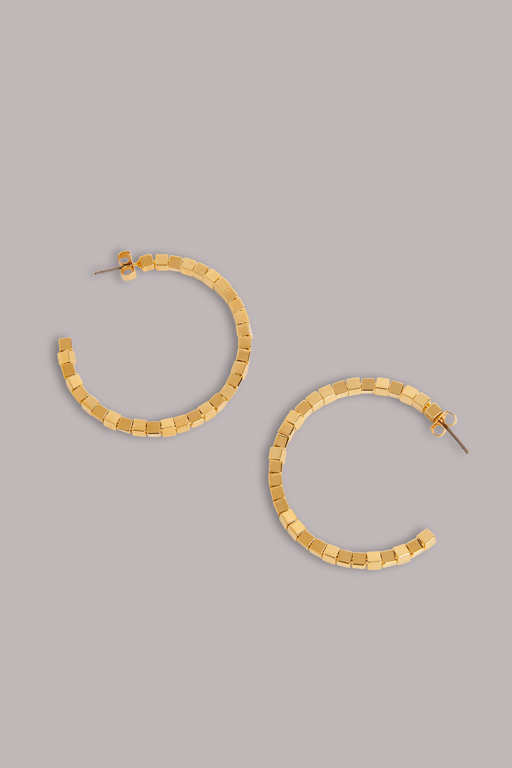 Gold Square Bead Hoop