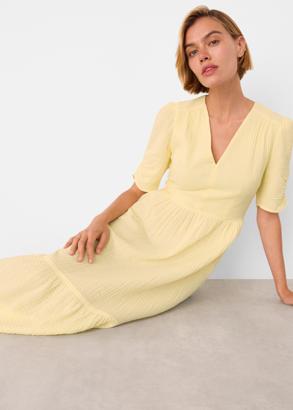 Textured Cotton Midi Dress