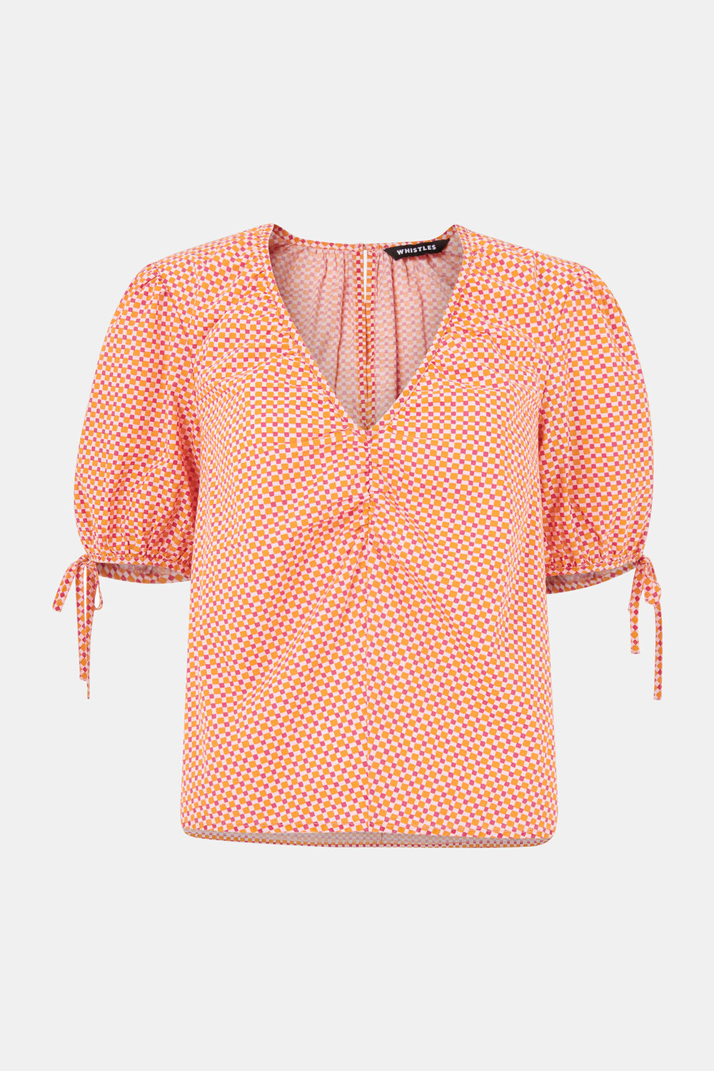 Ditsy Square Ruched Front Top