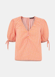 Ditsy Square Ruched Front Top