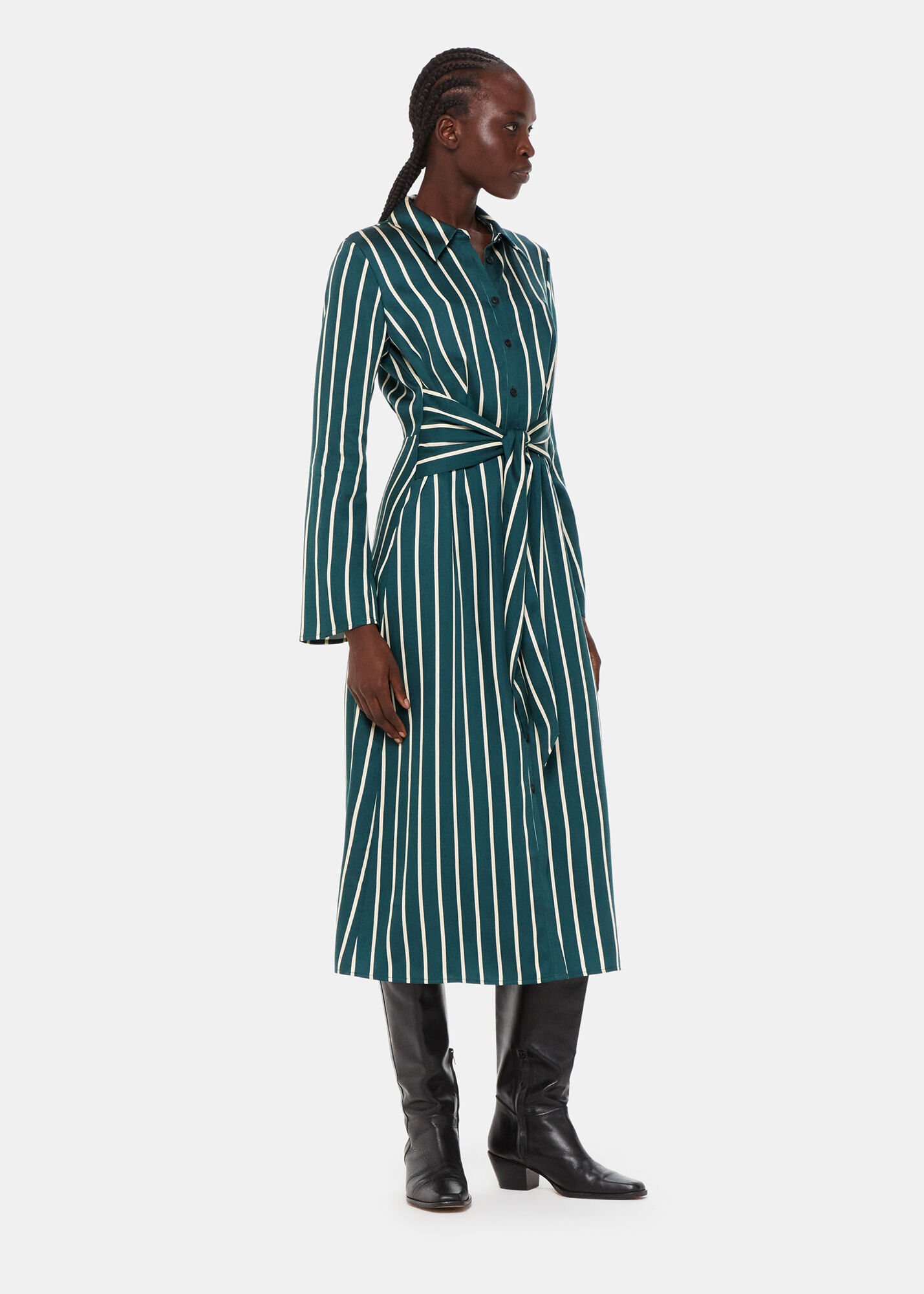 ワンピース MYLAN Stripe Shirt Dress Stone F Green/Multi Alex Stripe Shirt Dress | WHISTLES | Whistles US |