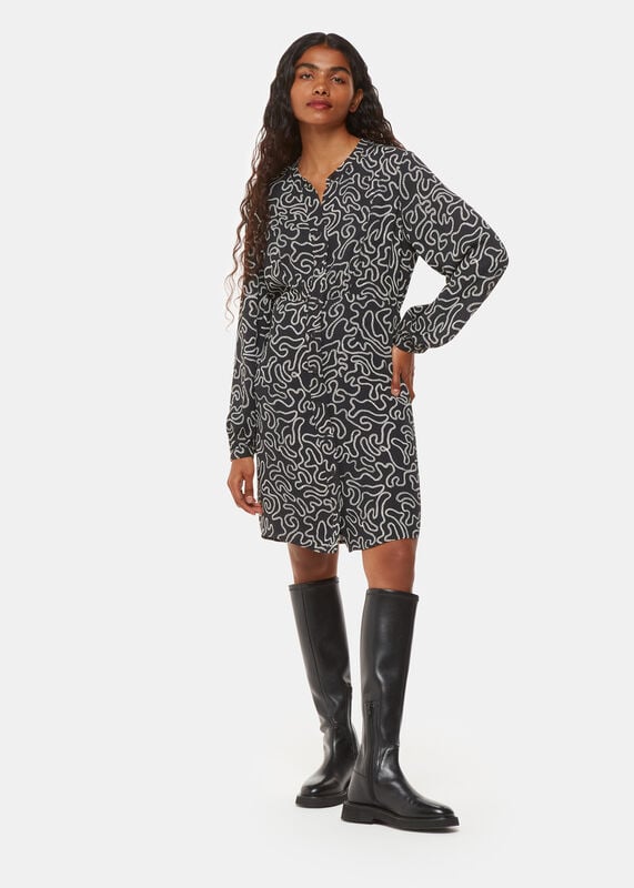 Black Petite Chain Print Flippy Dress