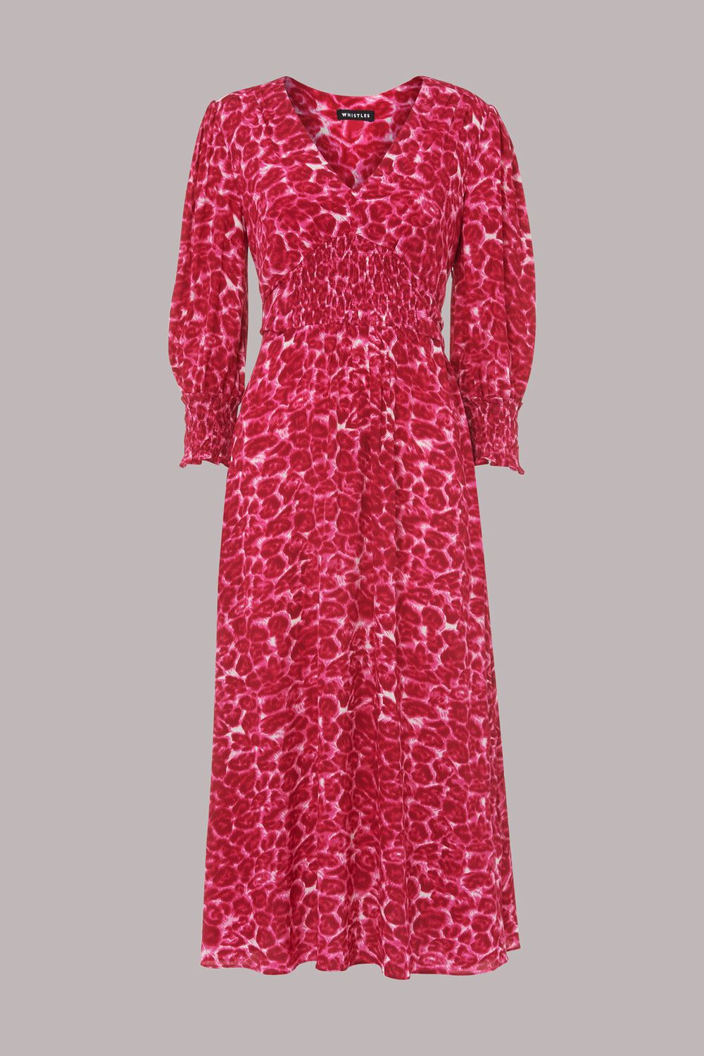 Clouded Leopard Shirred Dress