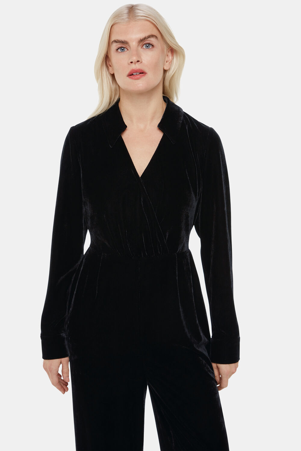 Petite Wrap Velvet Jumpsuit
