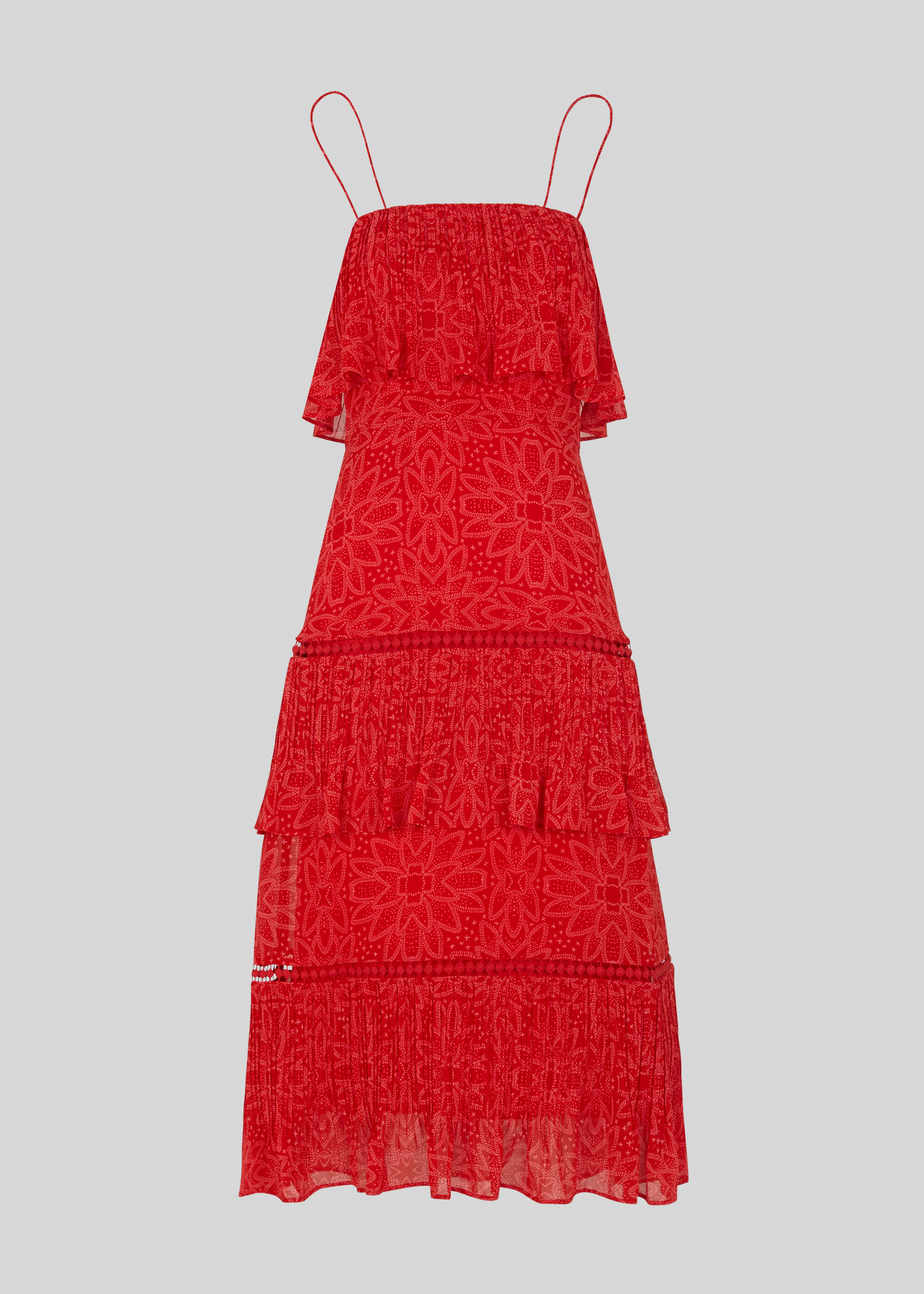 Red Multi Riya Print Tiered Dress WHISTLES