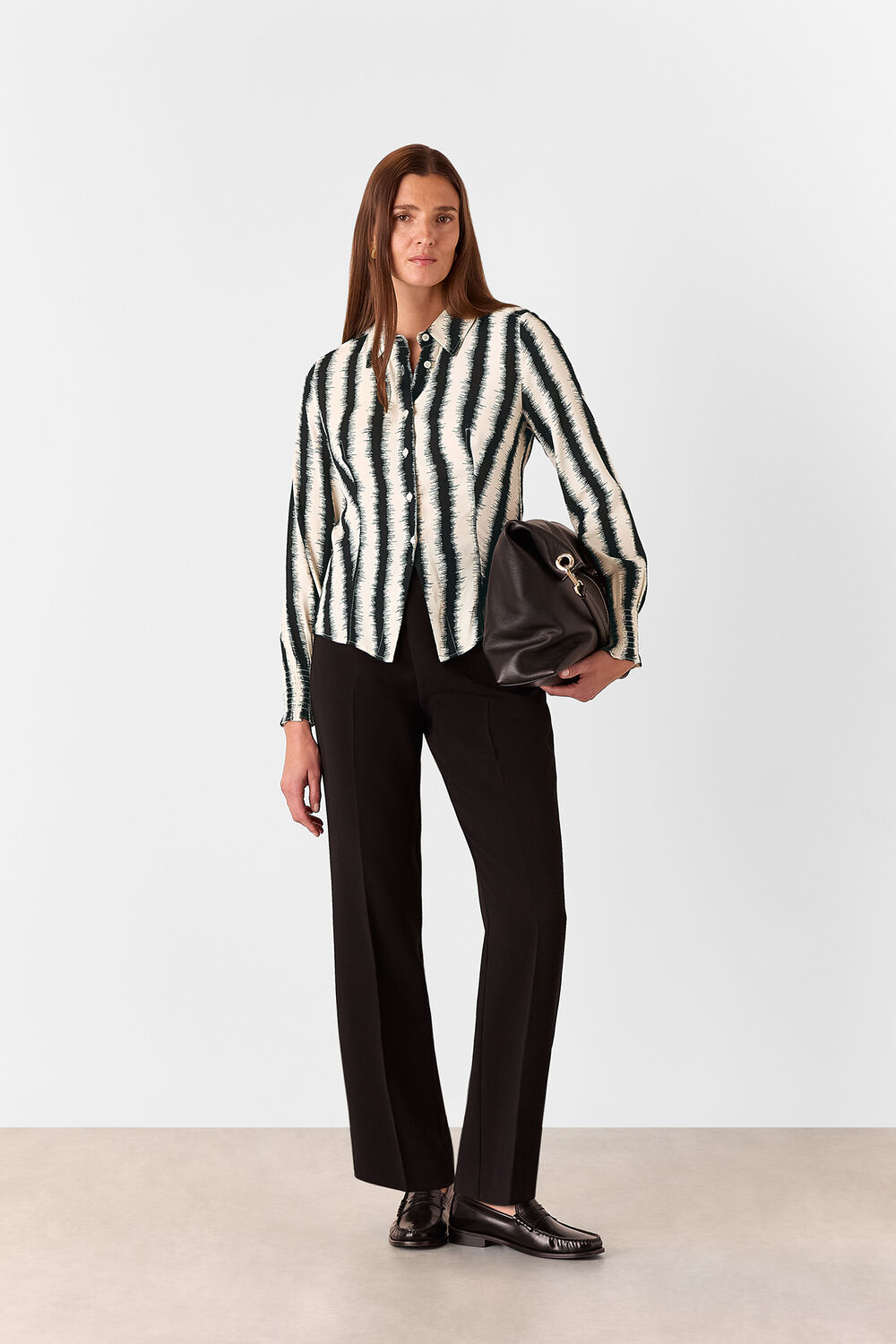 Ivory Petite Hazy Stripe Fitted Shirt