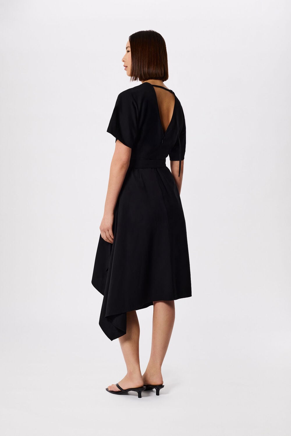 Black Asymmetric Open Back Dress
