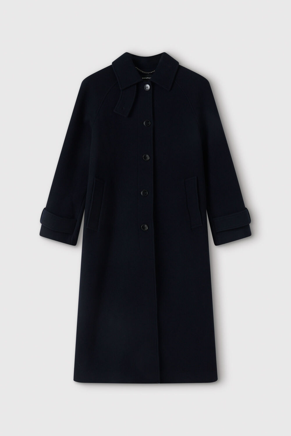 Navy Long Wool Car Coat