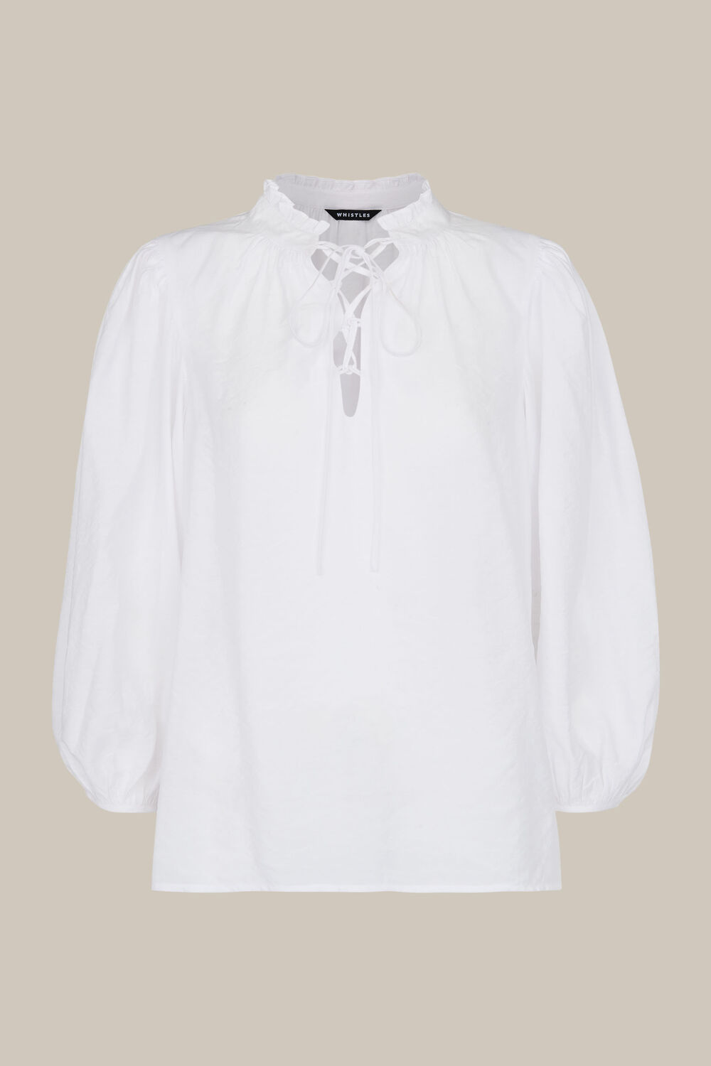 White Tie Neck Detail Blouse
