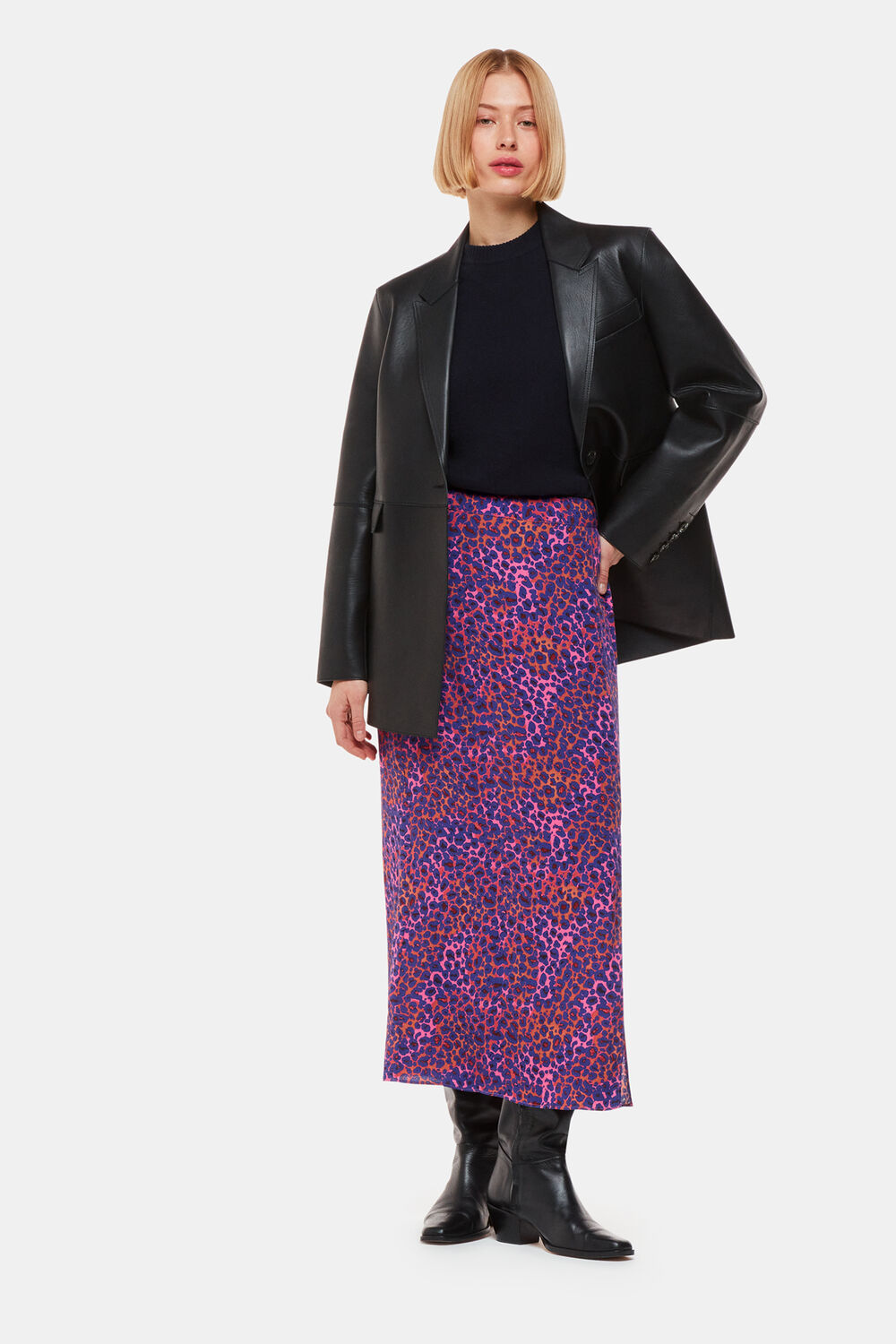 Mottled Leopard Midi Skirt