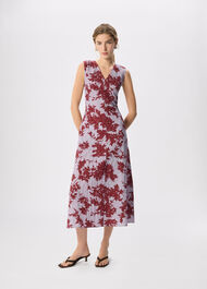 Floral V Neck Textured Dress