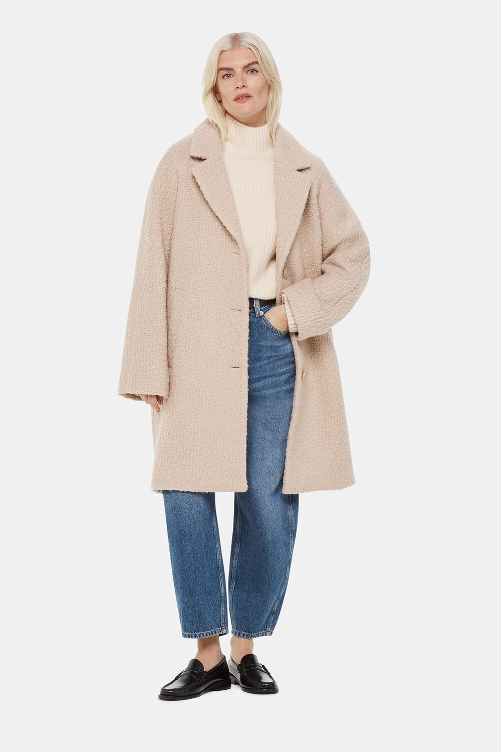 Petite Wool Mix Rib Funnel Neck